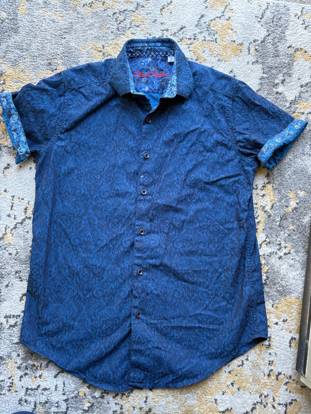 Robert Graham| Men’s S | Damask Paisley | Short Sleeve | Navy Floral